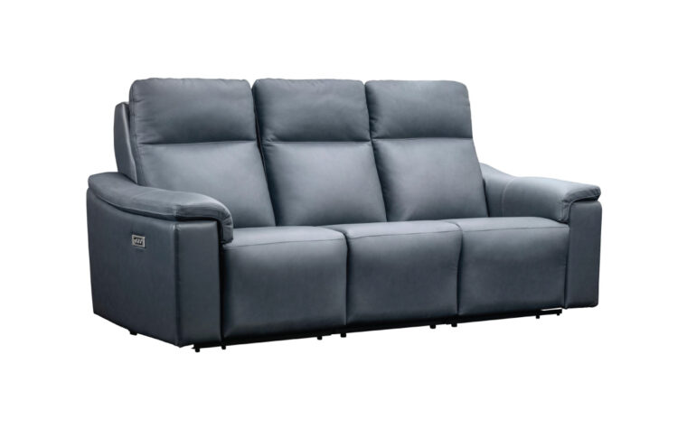 side view of canadian made kayce sofa by elran in a navy leather