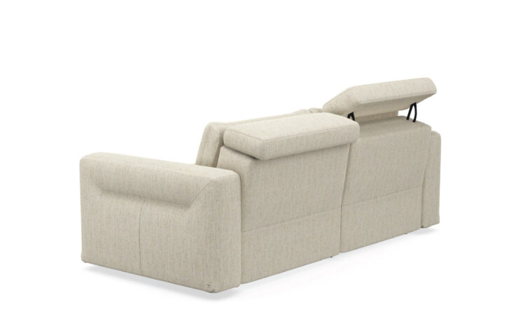 back view of the hudson sofa in a light grey fabric
