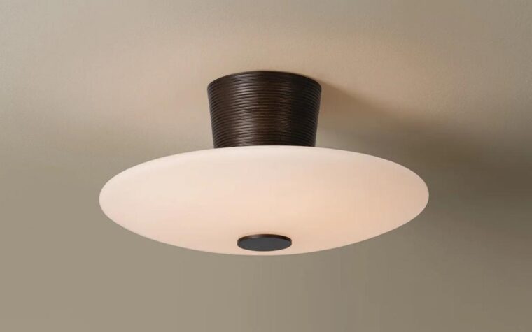 contemporary flush mount ceiling light for interior designers with bronze finish