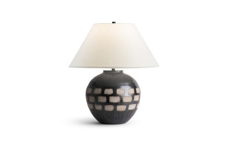 a traditional modern table lamp in brown ceramic