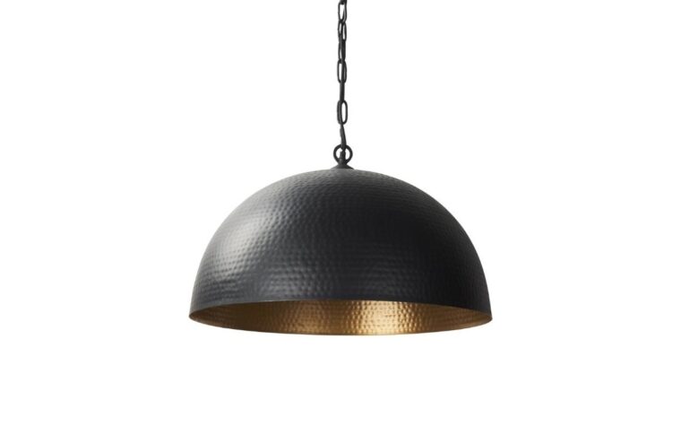 hammered black and gold pendant light for a kitchen or living room