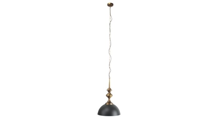 a far back view of the black and gold traditional pendant