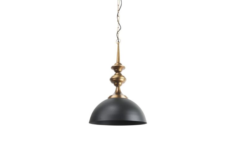 a traditional black and gold pendant light