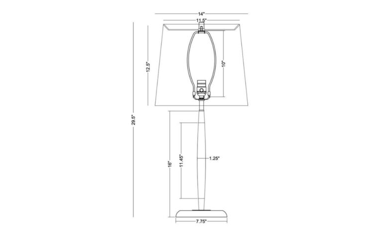 a diagram of a table lamp with sizes