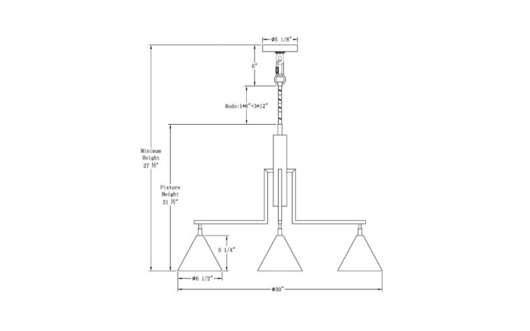 a diagram of a chandelier with sizes