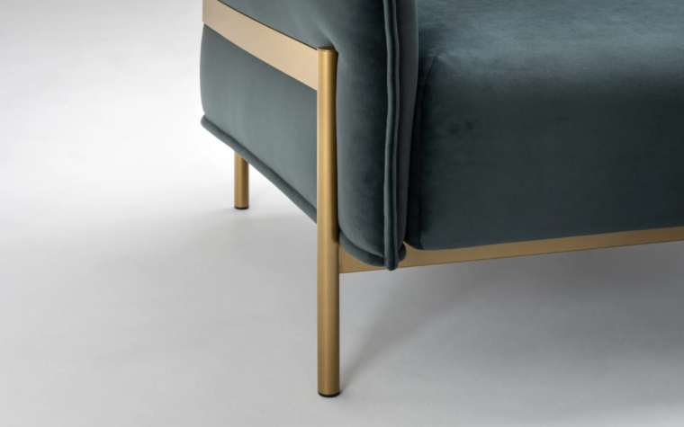 Le Beaumont Contemporary Accent Chair by trica metal leg detail