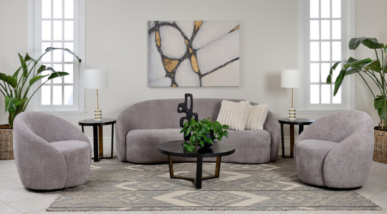 Contemporary swivel chairs and sofa in modern living room