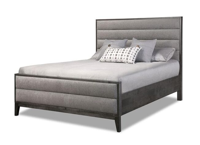 Belmont Solid Wood Bed Frame with upholstered headboard and footboard made in Canada by Handstone