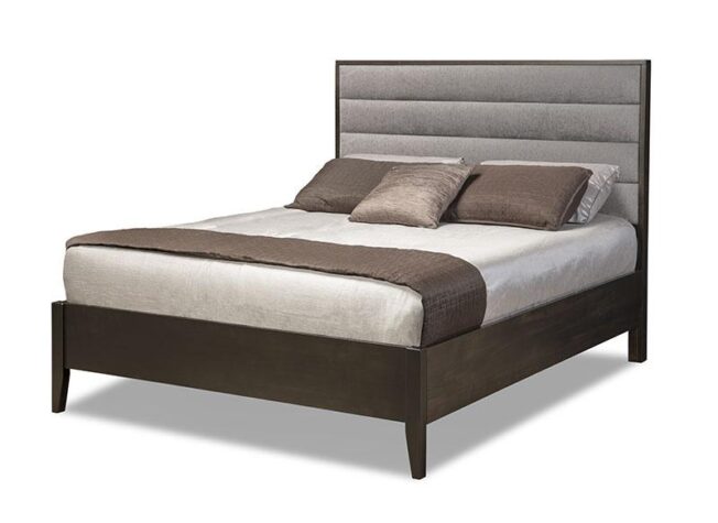 Belmont Solid Wood Bed Frame with upholstered headboard made in Canada by Handstone