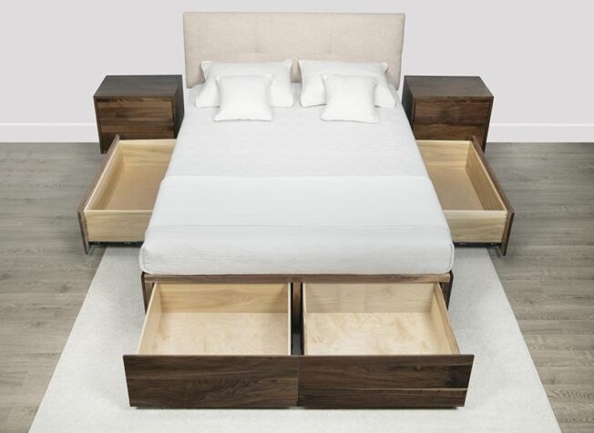 Storage bed made in Canada with solid wood by Handstone