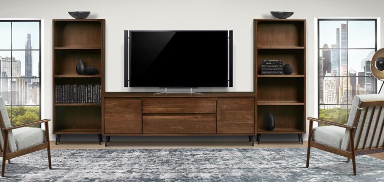 Evora mid-century modern entertainment cabinet collection from Handstone
