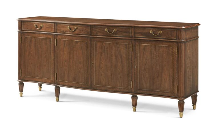 the tilbury sideoboard by theodore alexander is a gorgeous sideboard with 4 doors and drawers and slight antique detailing