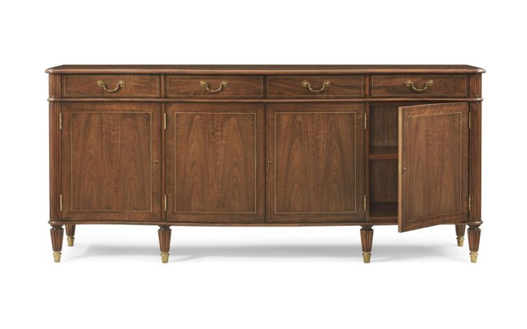 the tilbury sideboard by theodore alexander with gold inlay and gold hardware