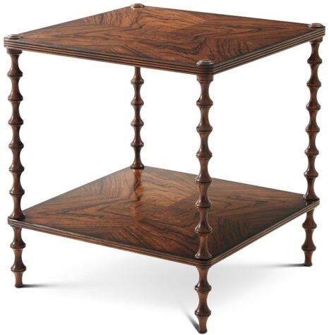 theodore alexandre bobbin side table in a rich dark finish square variation