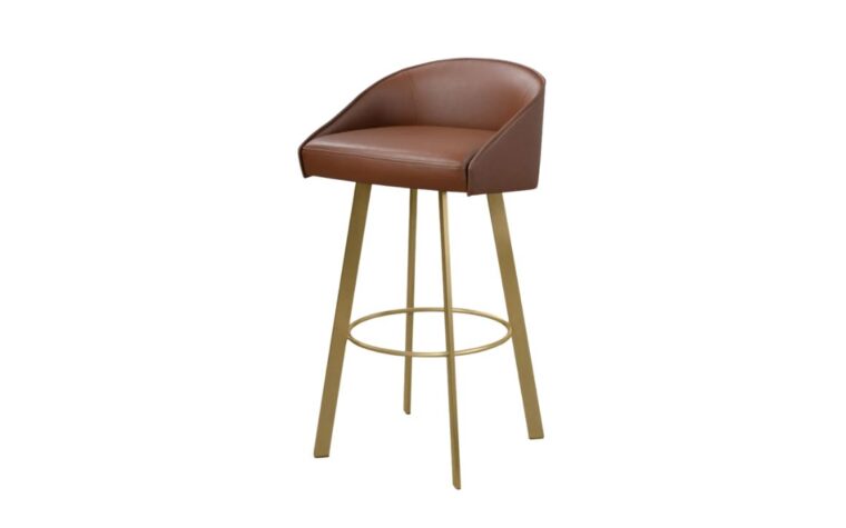 Contemporary kitchen island swivel stool with gold metal legs