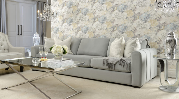 Sofa with Channel Tufted Arms by Decor-Rest in modern living room