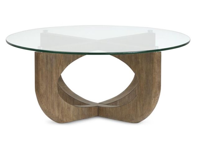 Timeless Wood cocktail table with glass top